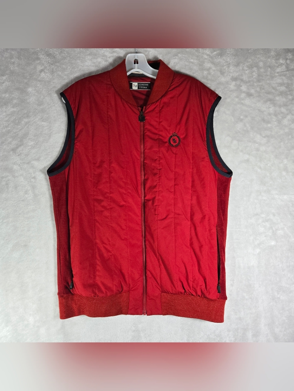 Z Zegna Techmerino Golf Vest Mens Size XL Red Wool Quilted Full Zip Course
